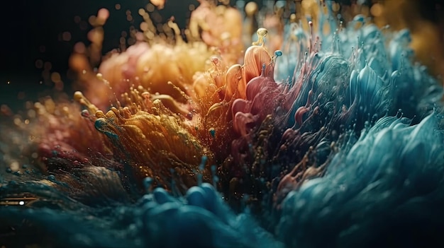 3D abstracte achtergrond met rook en kleurrijke spetteringen