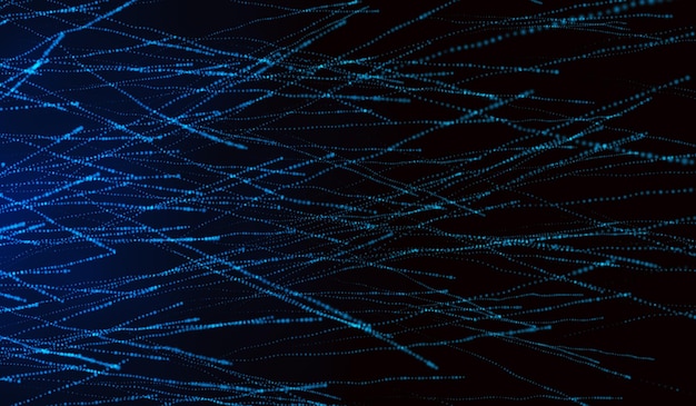 3D abstracte digitale technologie blauw licht deeltjes golf op blauwe achtergrond
