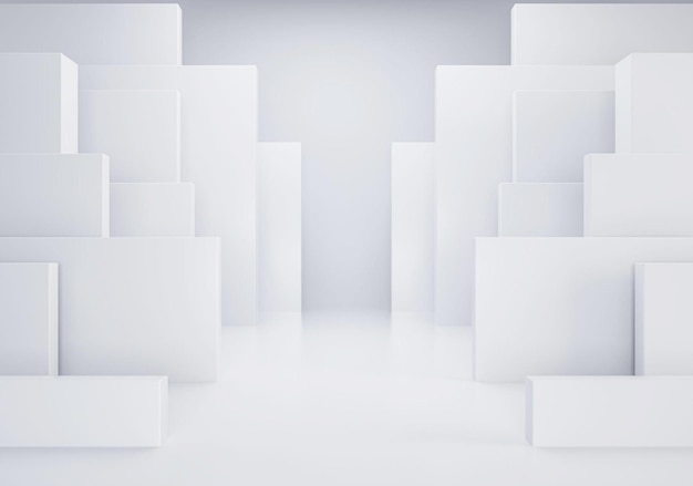 3D abstracte witte achtergrond natuurlijke architectuur lege witte achtergrond conceptuele muur achtergrond
