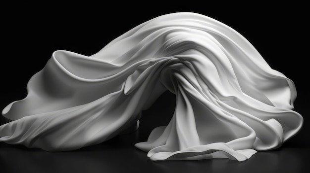 3d abstracte witte doek vliegende stof dynamische textiel generatieve ai