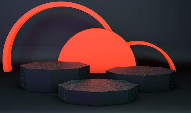3D-achtergrond abstracte compositie product Display verkoop Oranje
