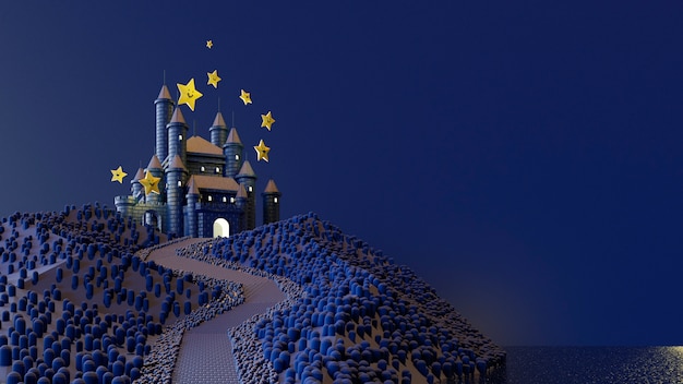 Foto 3d achtergrond voor kinderen met kasteel