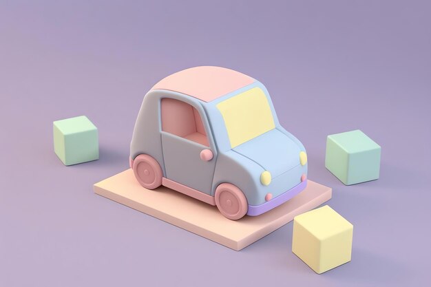 Photo a 3d adorable electric car likeness featuring a delicate pastel hue and exquisite finishing all over its body