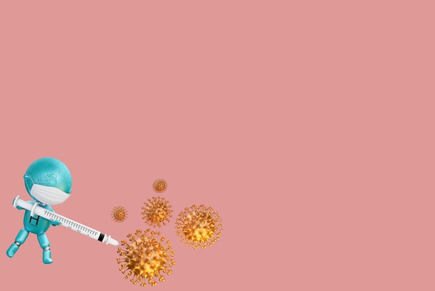 3D-afbeelding menselijke strijd met het coronavirus