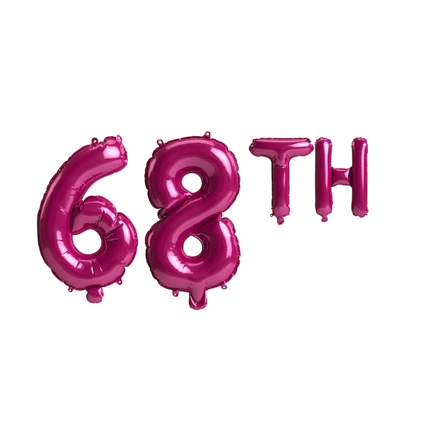 3D-afbeelding van 68e donker roze ballonnen geïsoleerd op background