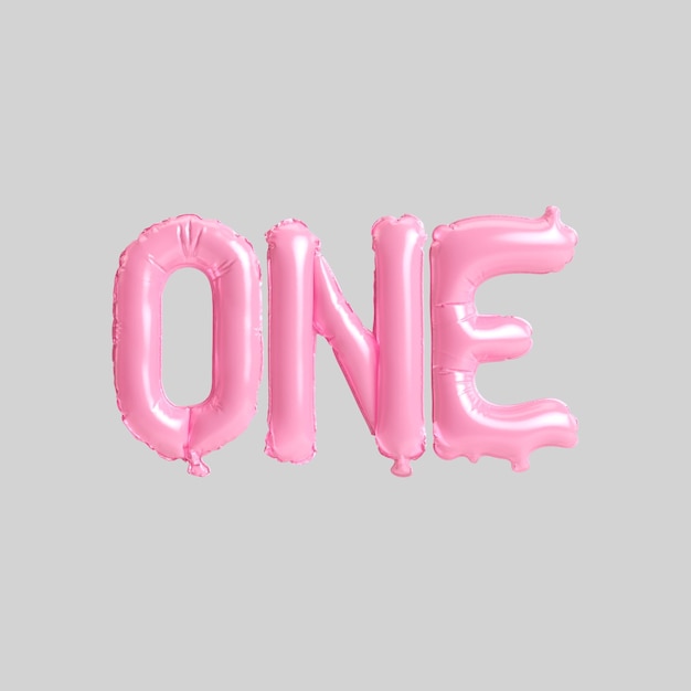 3D-afbeelding van één letter roze ballonnen geïsoleerd op background
