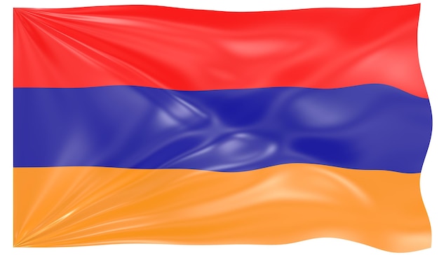 3D-afbeelding van een wapperende vlag van Armenië
