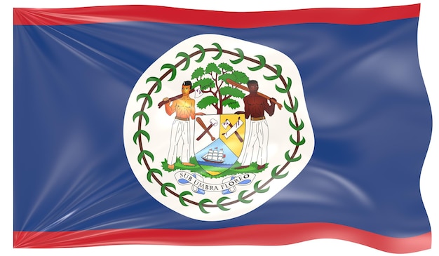 3D-afbeelding van een wapperende vlag van Belize