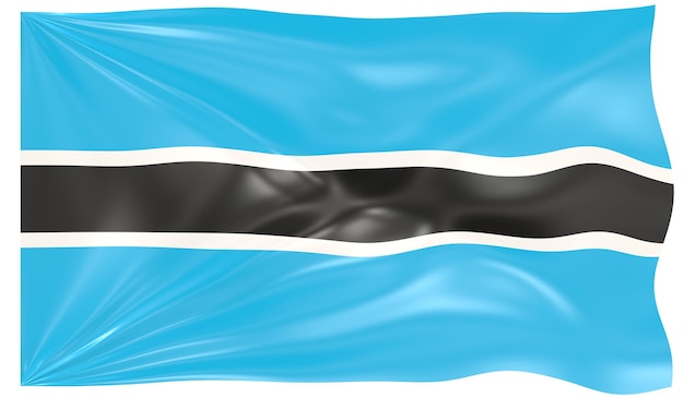 Foto 3d-afbeelding van een wapperende vlag van botswana