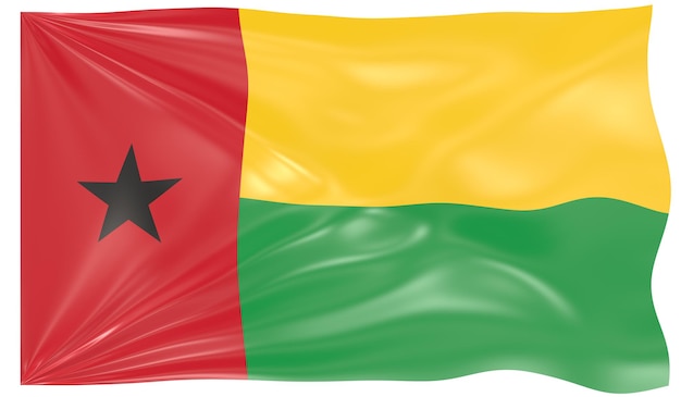 3D-afbeelding van een wapperende vlag van Guinee-Bissau