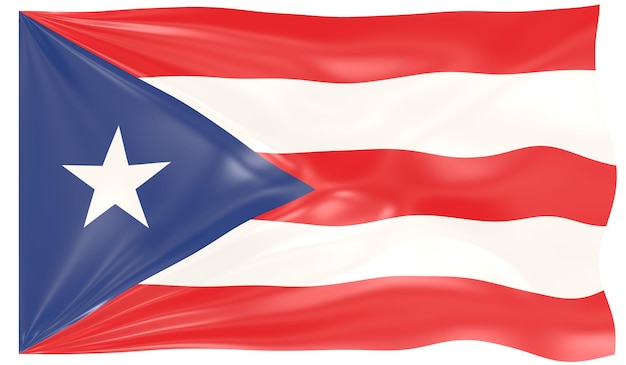 3D-afbeelding van een wapperende vlag van Puerto Rico