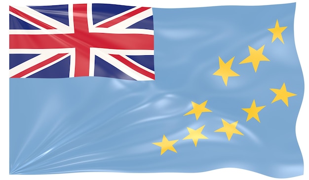 3D-afbeelding van een wapperende vlag van Tuvalu