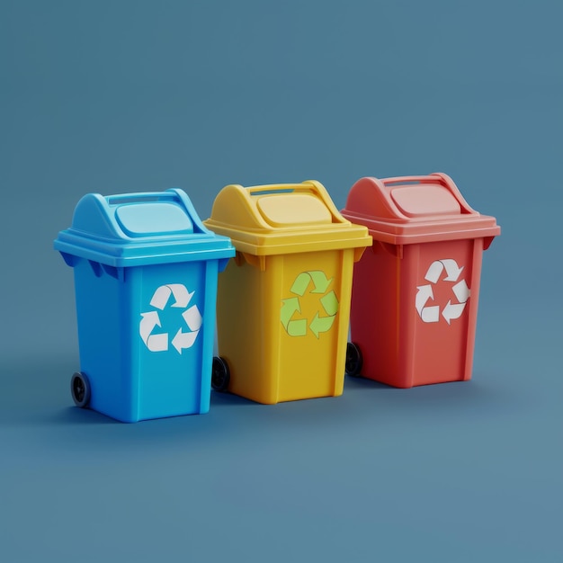 3D afval recycling logo icoon recycle bin logo boom kleur 3D rendering