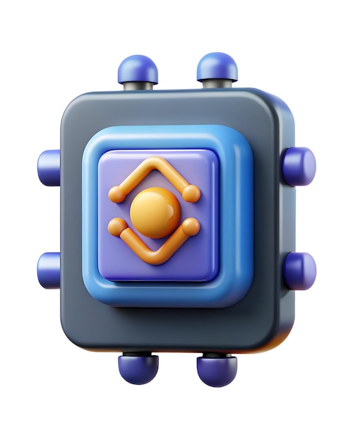 3D AI Data Processing Icon Gekoppeld met QA Metrics voor Analytische AI in QA Processes Geïsoleerde Vector