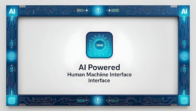 3d ai powered human machine interface frame concept as a border frame featuring hmi elements on the