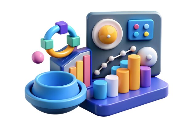 3D AI 推動的預測分析向量概念與數據圖表和算法模式