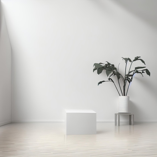 3D AI Render. Empty room, product podium view.