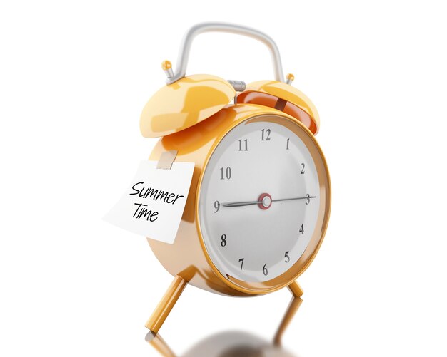 3d Alarm clock with sticky paper written 