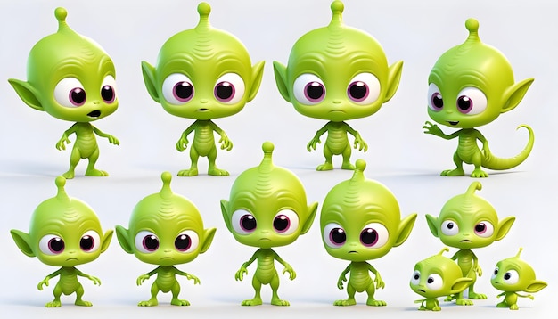 Photo 3d alien character set