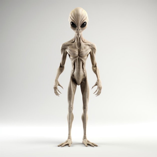 3d Alien Precise And Lifelike Biopunk Creature On White Background