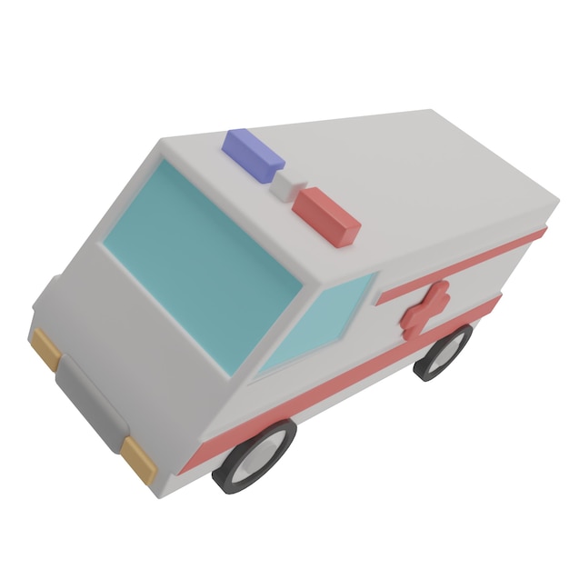 Photo 3d ambulance isolated icon illustration render