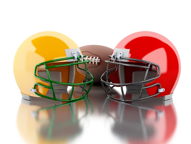 3d american football helmets and ball