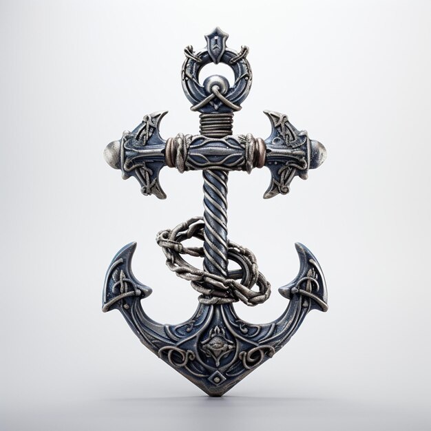 3d anchor on white background in the style of textured realism