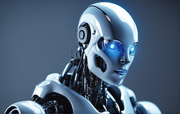 3D 안드로이드 로봇 기계 추상 기계 학습 디지털 기술 스마트 자동화 미래 컴퓨터 이 사진은 놀이터 AI를 사용하여 생성되었습니다.