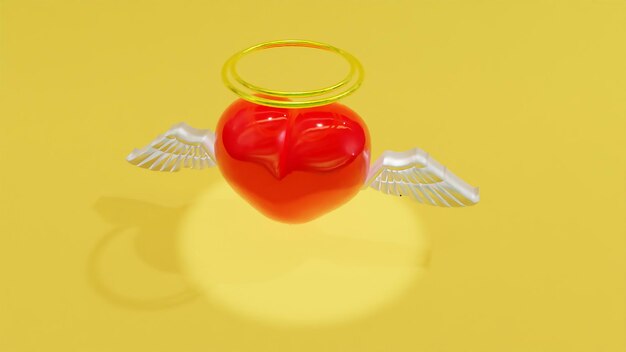 3D Ангелское сердце Керубическое очарование Толстые сердца Ангелы Валентинский вальс