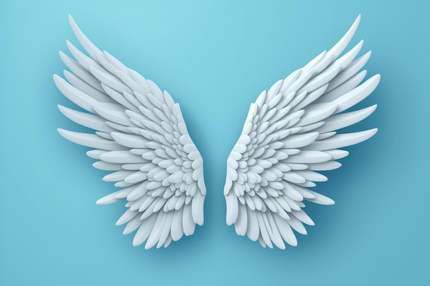 3D Angel Wings On Blue Background Generative AI