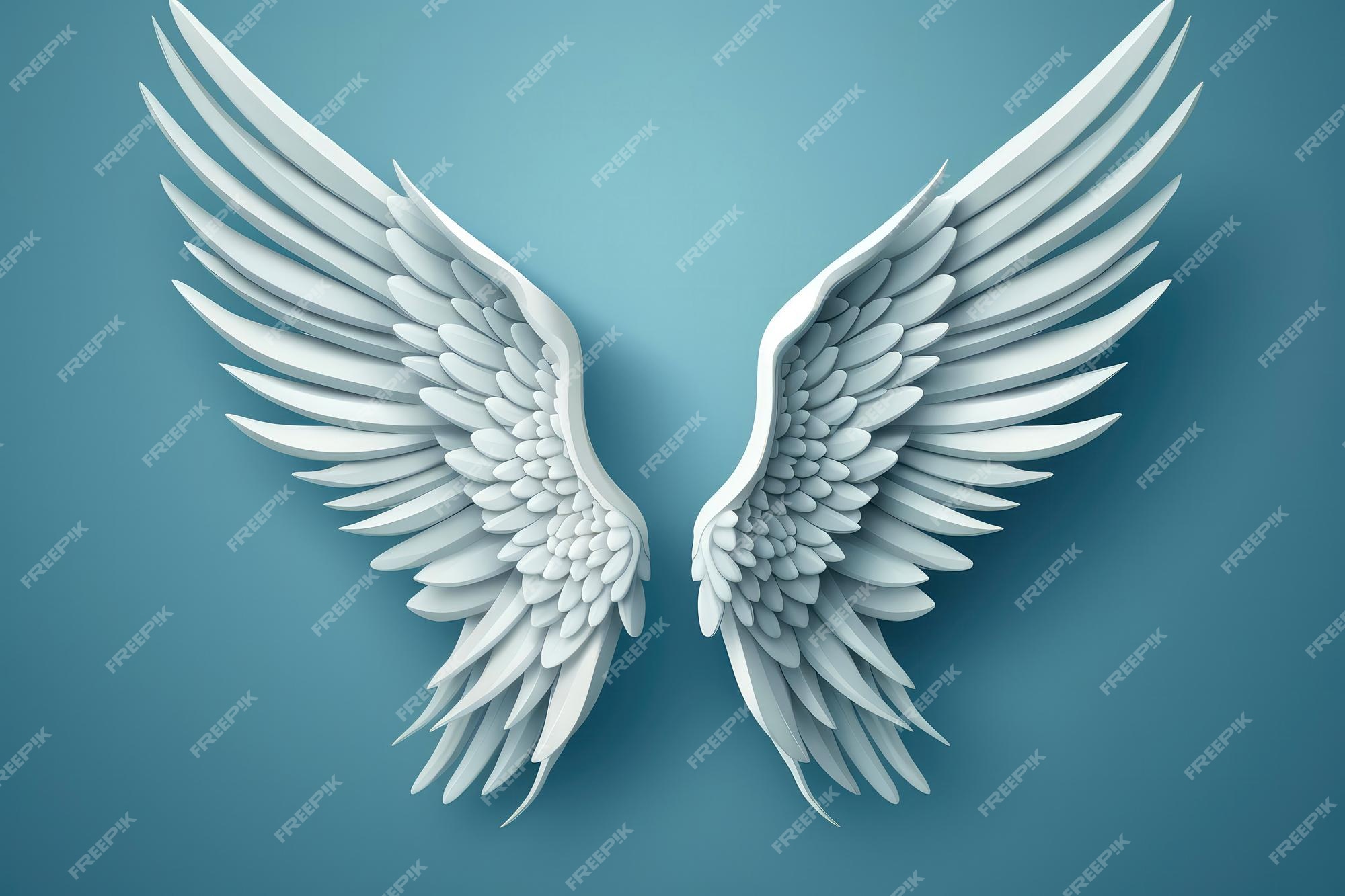 Premium Photo 3D Angel Wings On Blue Background Generative AI premium-photo-3d-angel-wings-on-blue-background-generative-ai