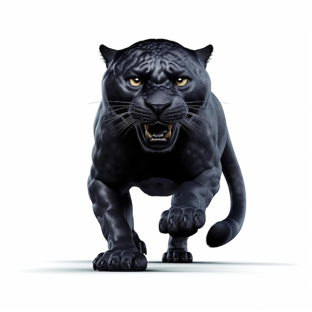 A 3D Animal Black Jaguar Cartoon Character A Symbol of Power and Grace generative ai