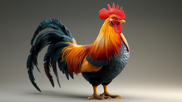 Photo 3d animal rooster on a plain background generative ai