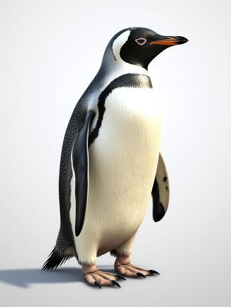 3d animals realistic focus of penguin