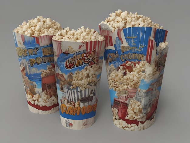 3d animated cartoon cinema popcorn cup