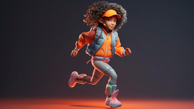 3D animated character running with a joyful expression isolated on a gradient background