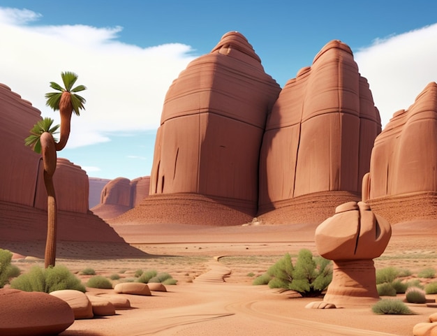3D 애니메이션 사막 풍경