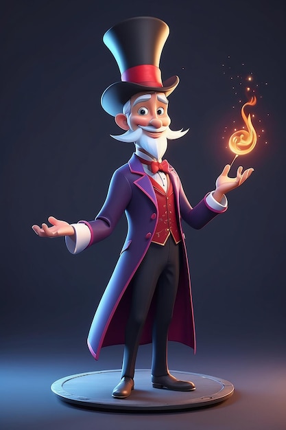 Foto 3d-animatie stijl cartoon personage illustratie a van magician