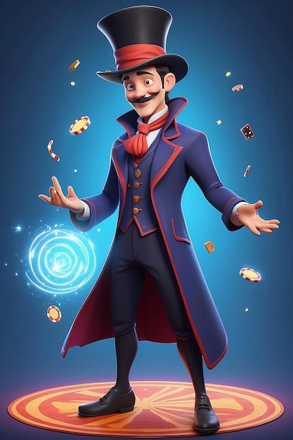 3D-animatie stijl Cartoon personage illustratie a van Magician