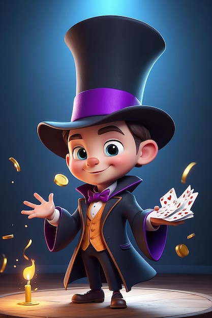 3D-animatie stijl Cartoon personage illustratie a van Magician