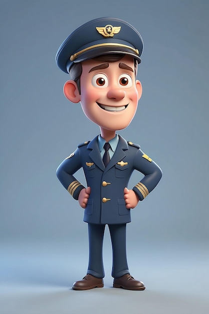 3D-animatie stijl Cartoon personage illustratie van Pilot