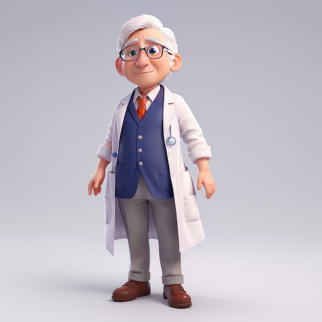 3D Animatie Stijl witte Achtergrond Dokter