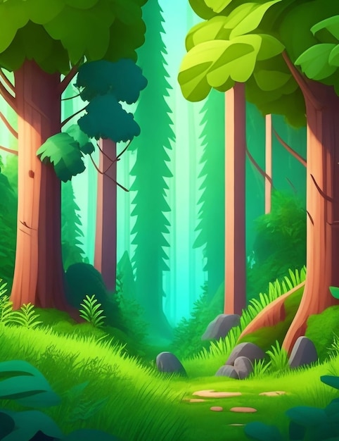 3D-animatiestijl Gratis vector dorpsscène met landschap natuurlijke achtergrond