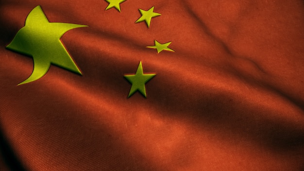 3d Animation of China flag. 