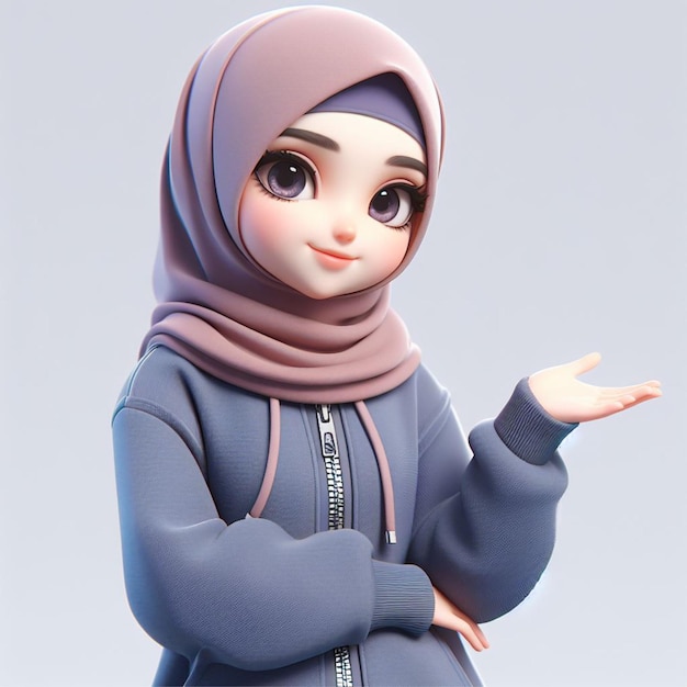 3D animation of female character wearing hoodie