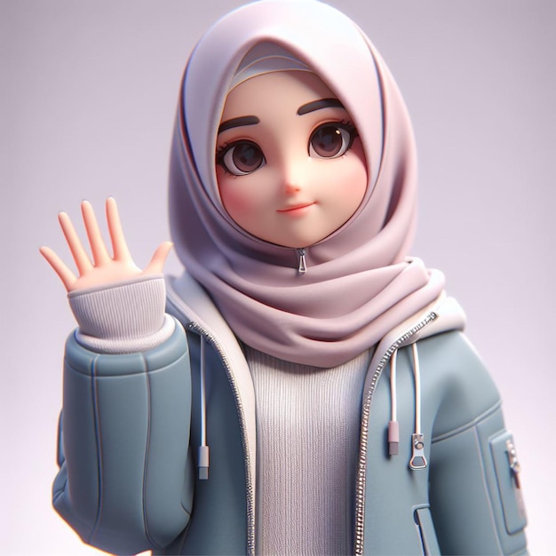 3D animation of female character wearing hoodie