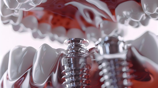 Photo 3d animation illustrating comprehensive dental implant procedure