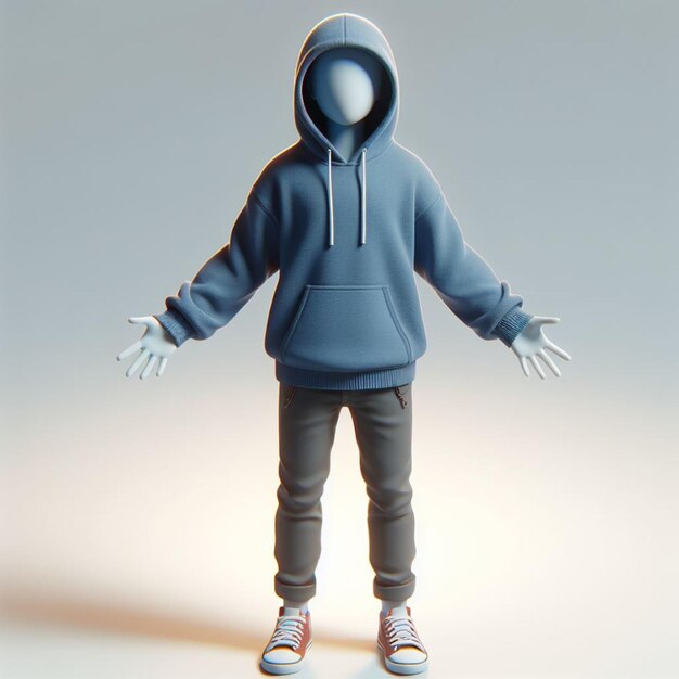 Photo 3d animation of male character wearing hoodie