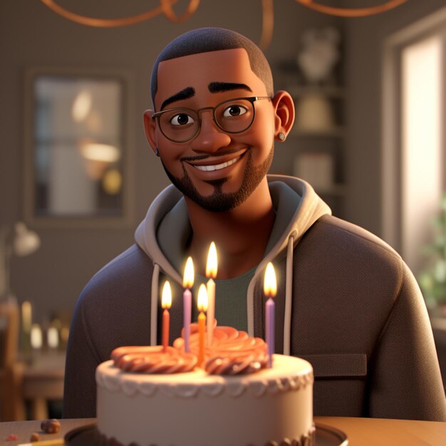 3d animation male having a birthday