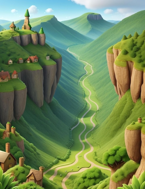 3D animation of Mountain Valleys with Foliage